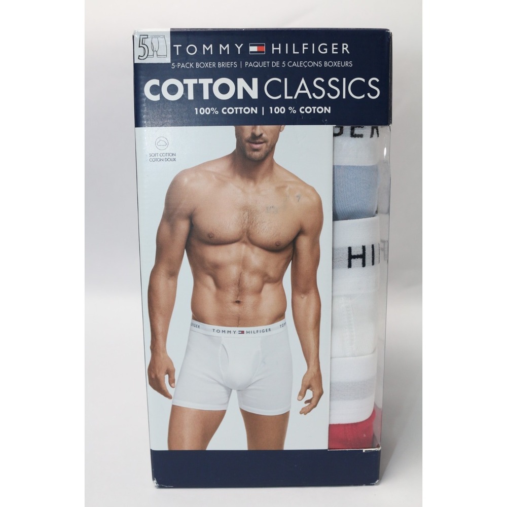 Tommy Hilfiger Mens 5-Pack Cotton Classics Boxer Briefs M Blue White Red Black - Picture 2 of 8